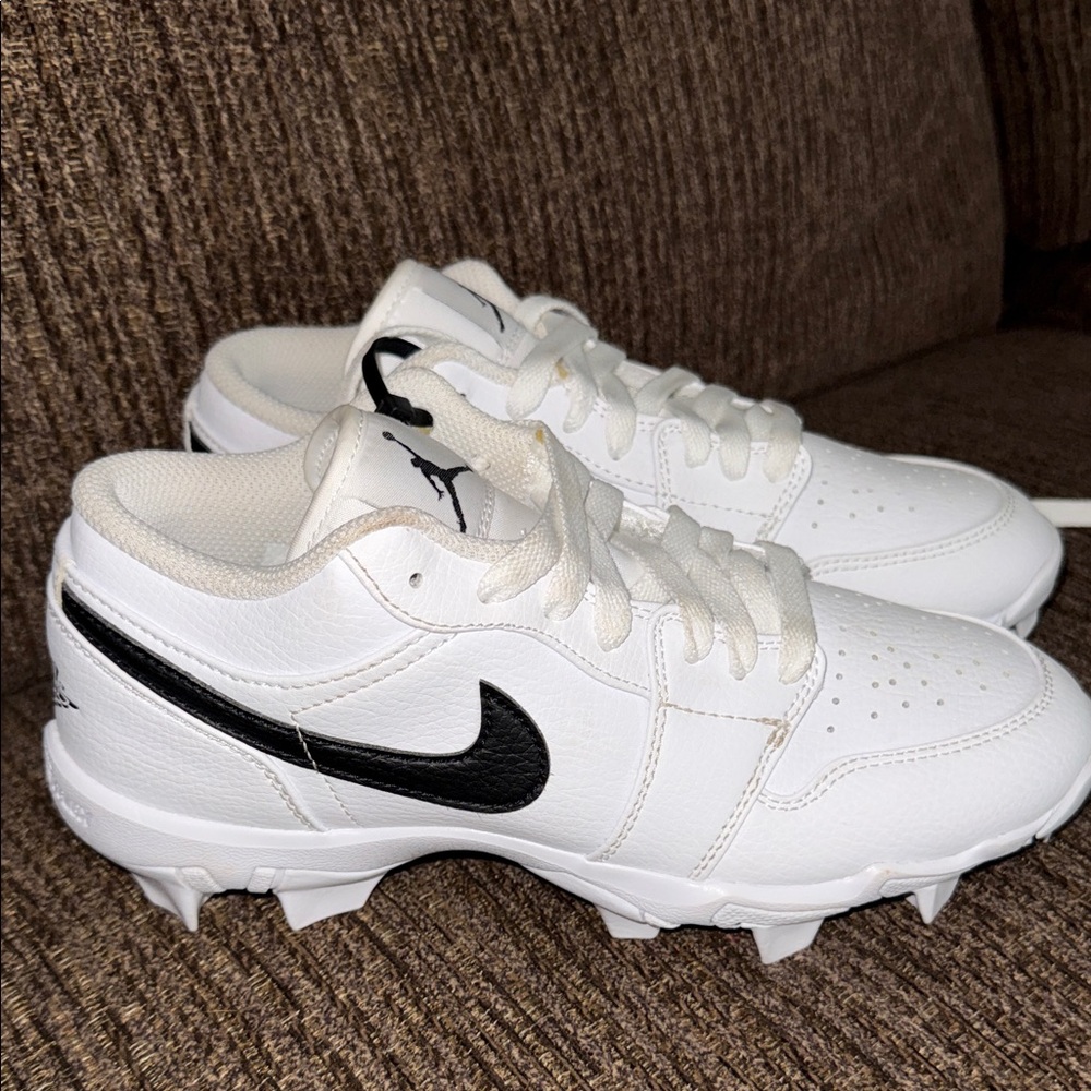 Nike White and Black jordan Leather Cleats